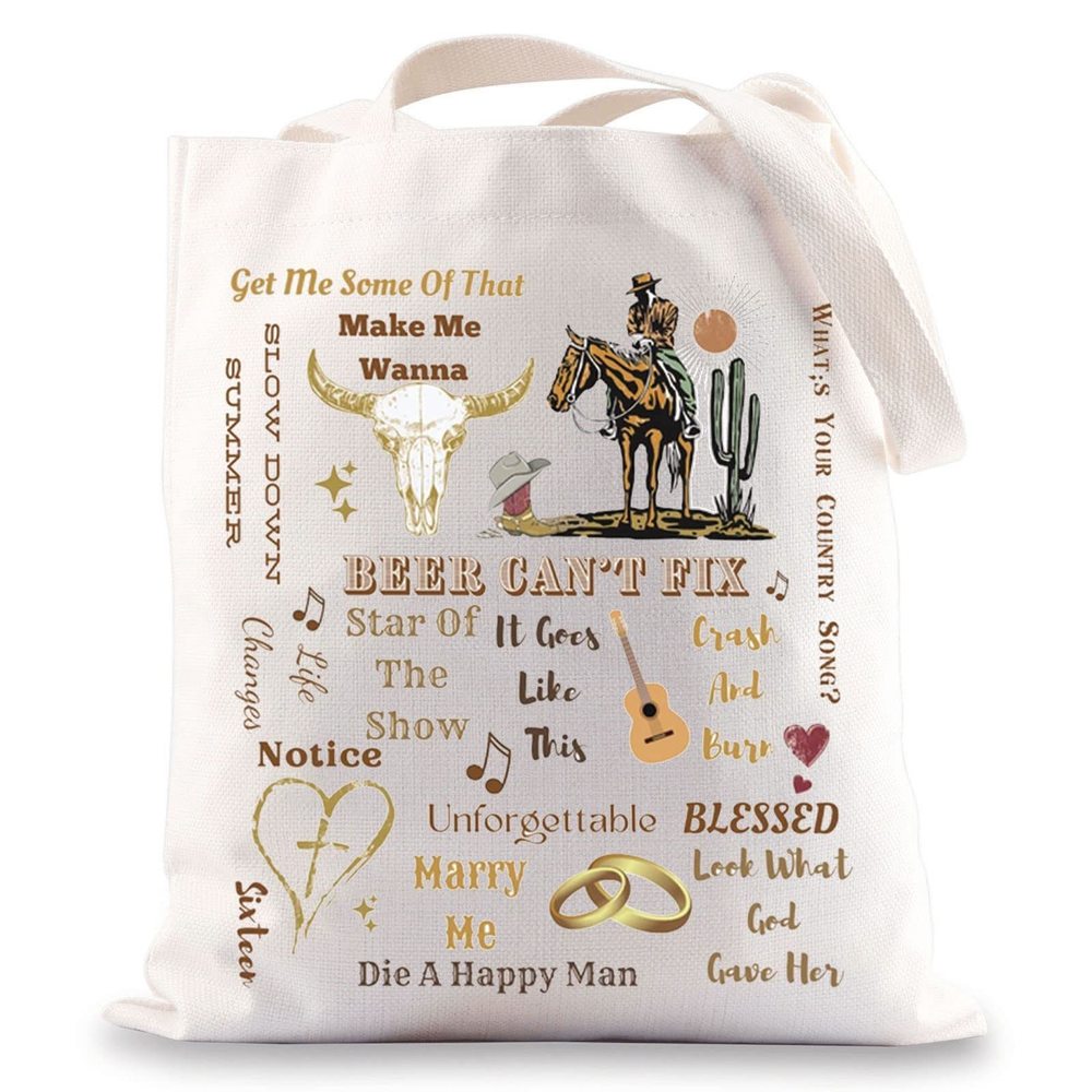 Wild Western Country Tote Bag Country Singer Lover Gifts Country Song Canvas C